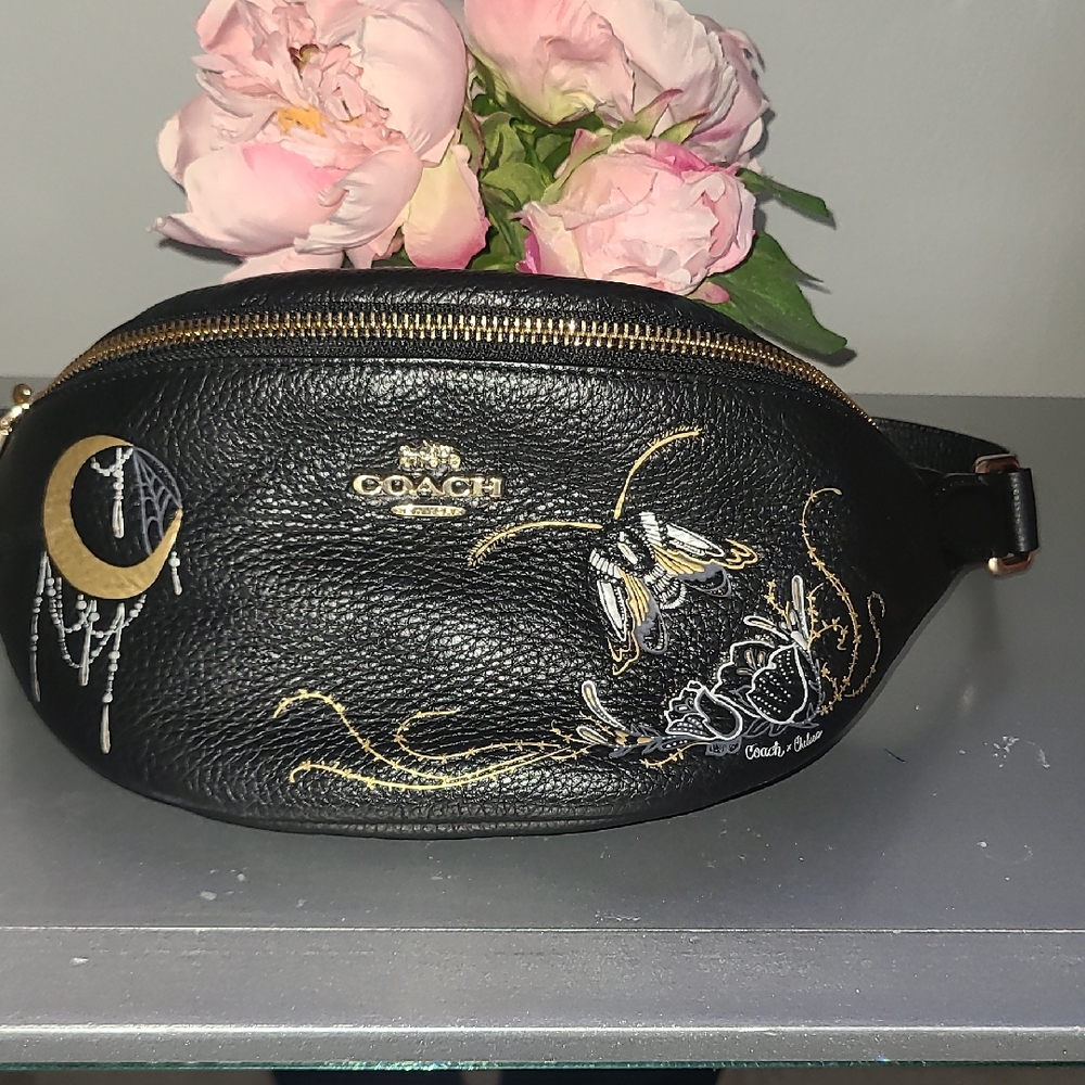Coach Black Crossbody Bag with Gold Accents